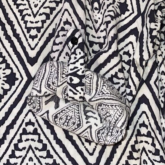 Fun2fun Women's 3/4 Sleeve Top Blouse Bohemian Geometric Tunic Black Size Medium - Picture 10 of 11